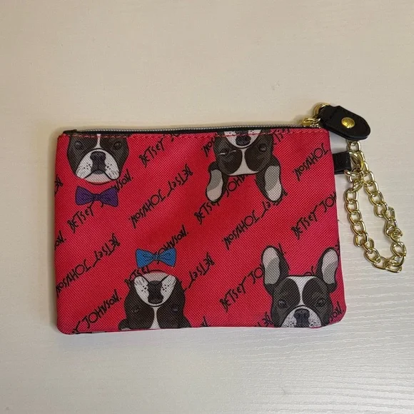 Betsey Johnson Boston Terrier Dog Pup Red Wristlet wallet - Picture 2 of 6